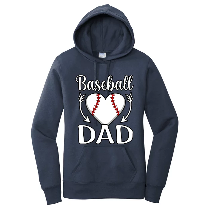 Baseball Dad Heart Sports Player Lover Coach Graphic Gift Women's Pullover Hoodie