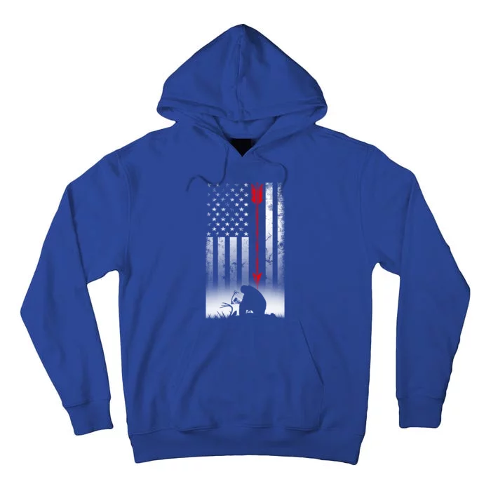 Bow Deer Hunting American Flag Gift For Bow Hunting Gift Tall Hoodie