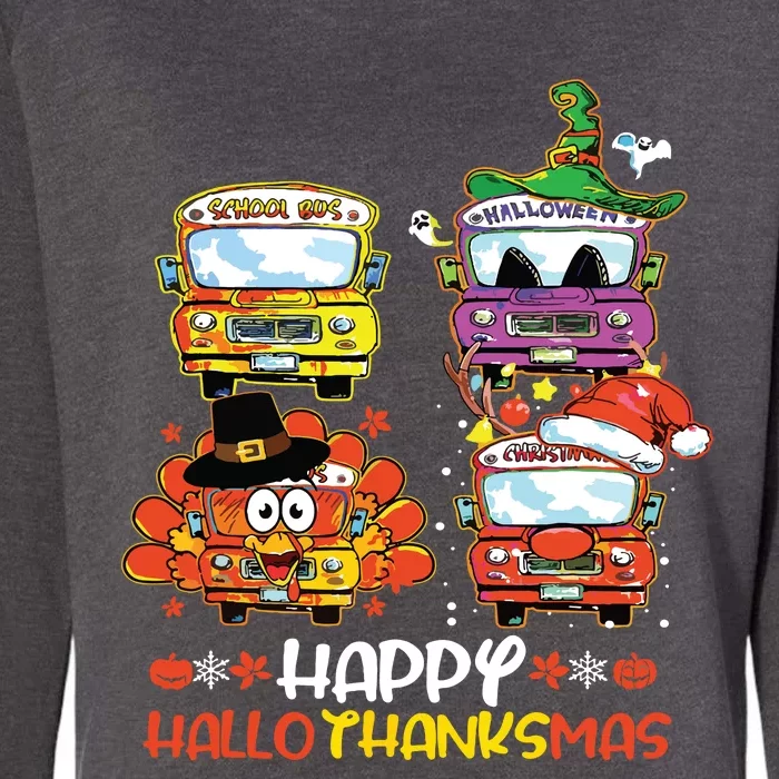 Bus Driver Happy Hallothanksmas Thanksgiving Christmas Womens California Wash Sweatshirt