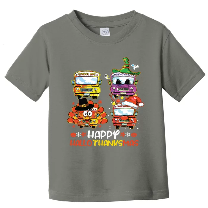 Bus Driver Happy Hallothanksmas Thanksgiving Christmas Toddler T-Shirt