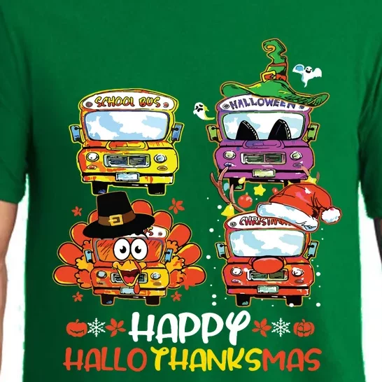 Bus Driver Happy Hallothanksmas Thanksgiving Christmas Pajama Set