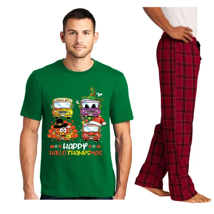 Bus Driver Happy Hallothanksmas Thanksgiving Christmas Pajama Set