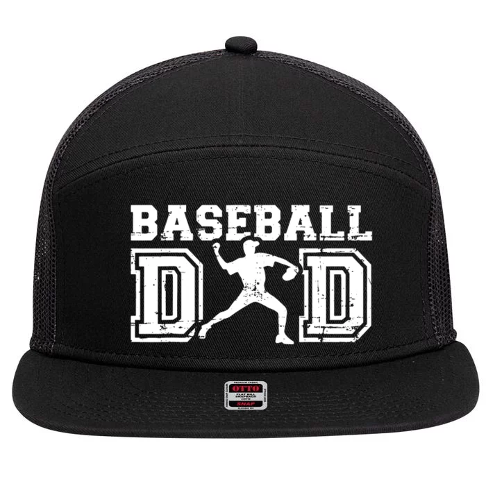 Baseball Dad Happy Fathers Day Gift For Men Boy 7 Panel Mesh Trucker Snapback Hat