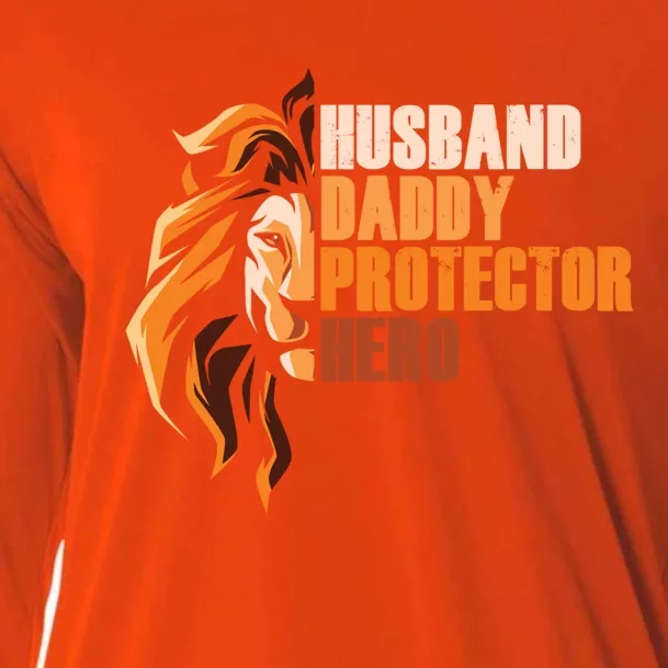 Best Dad Husband Daddy Protector Hero Gift Cooling Performance Long Sleeve Crew