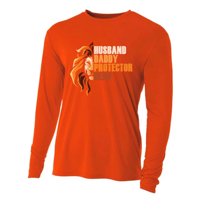 Best Dad Husband Daddy Protector Hero Gift Cooling Performance Long Sleeve Crew