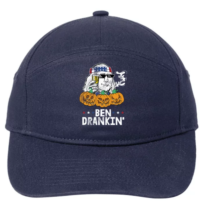 Ben Drankin Halloween Costume Ing Beer Smoking Weed Gift 7-Panel Snapback Hat