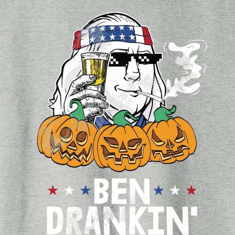 Ben Drankin Halloween Costume Ing Beer Smoking Weed Gift Women's Crop Top Tee