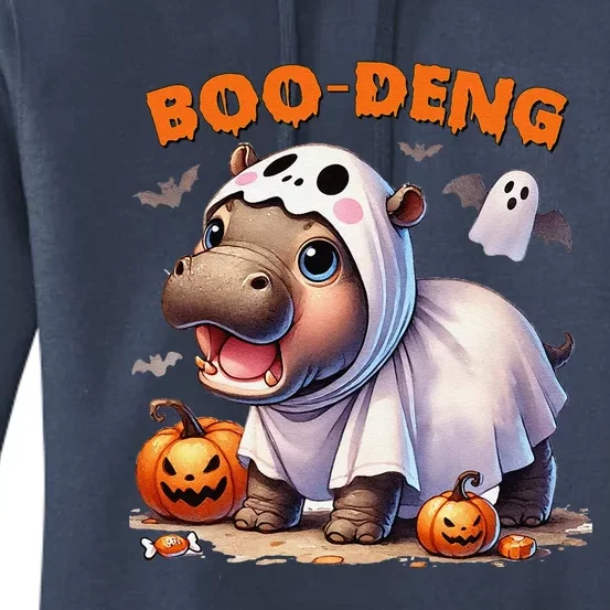 Boo Deng Halloween Baby Pygmy Hippo Bouncy Pig Moo Deng Women's Pullover Hoodie