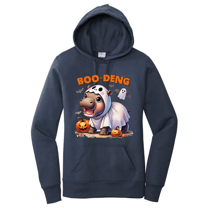 Boo Deng Halloween Baby Pygmy Hippo Bouncy Pig Moo Deng Women's Pullover Hoodie