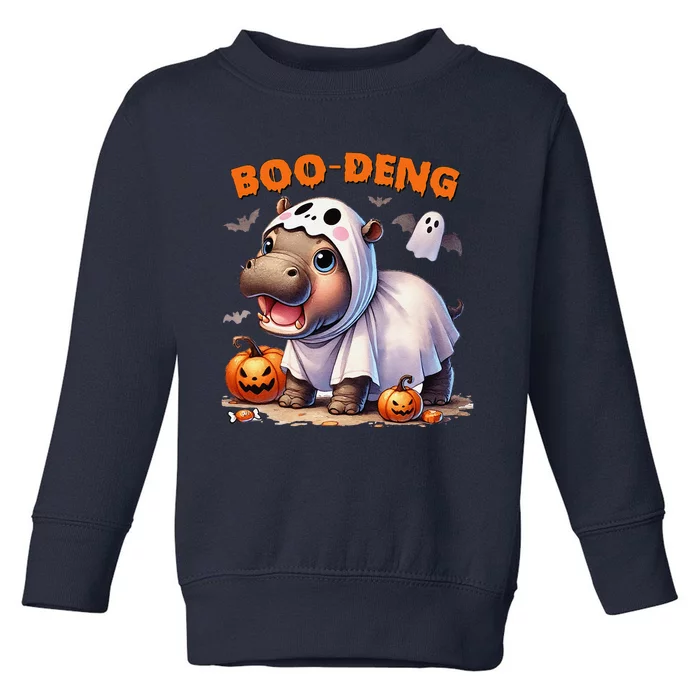 Boo Deng Halloween Baby Pygmy Hippo Bouncy Pig Moo Deng Toddler Sweatshirt