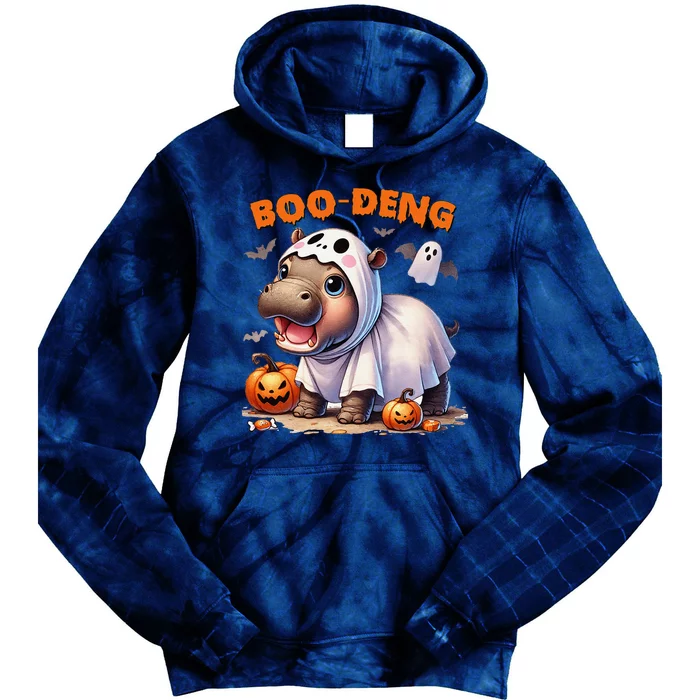 Boo Deng Halloween Baby Pygmy Hippo Bouncy Pig Moo Deng Tie Dye Hoodie