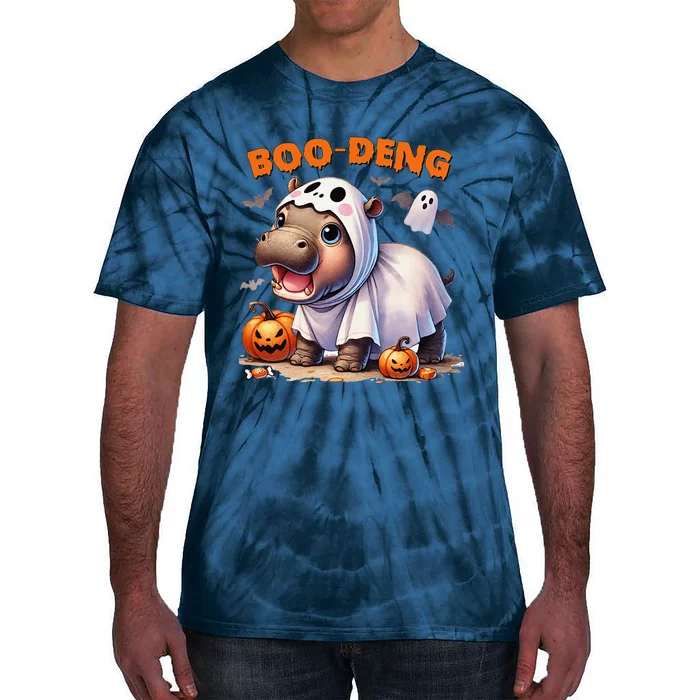 Boo Deng Halloween Baby Pygmy Hippo Bouncy Pig Moo Deng Tie-Dye T-Shirt