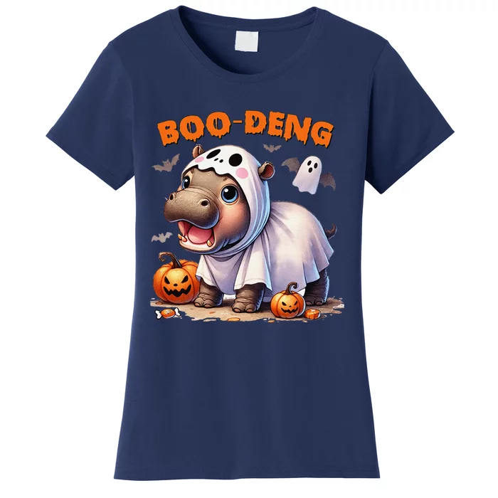 Boo Deng Halloween Baby Pygmy Hippo Bouncy Pig Moo Deng Women's T-Shirt