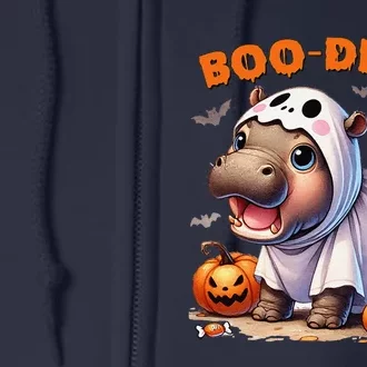 Boo Deng Halloween Baby Pygmy Hippo Bouncy Pig Moo Deng Full Zip Hoodie