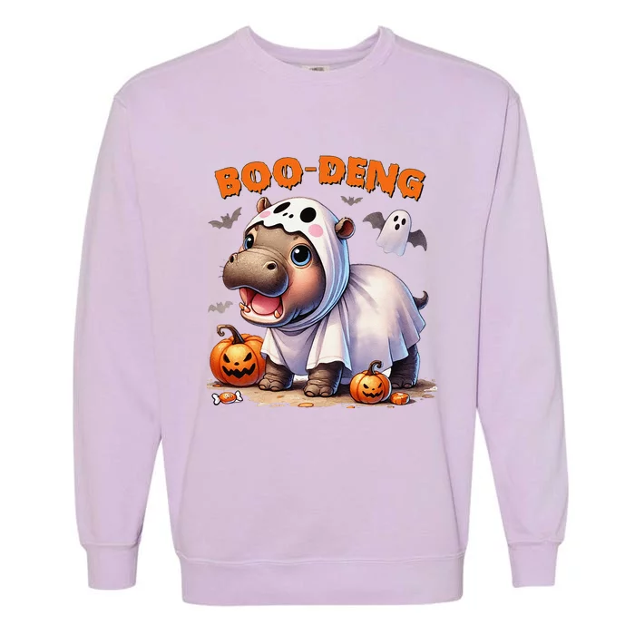 Boo Deng Halloween Baby Pygmy Hippo Bouncy Pig Moo Deng Garment-Dyed Sweatshirt