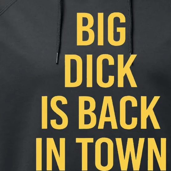 Big Dick Is Back In Town Funny Sarcastic Quote Saying Performance Fleece Hoodie