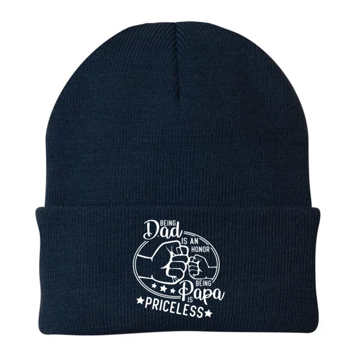 Being Dad Is An Honor Papa Priceless Father's Day Gift Knit Cap Winter Beanie