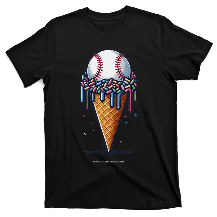 Baseball Drip Ice Cream Cone With Sprinkles T-Shirt