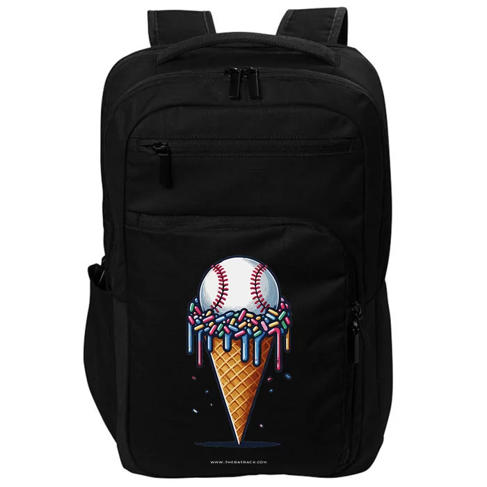 Baseball Drip Ice Cream Cone With Sprinkles Impact Tech Backpack