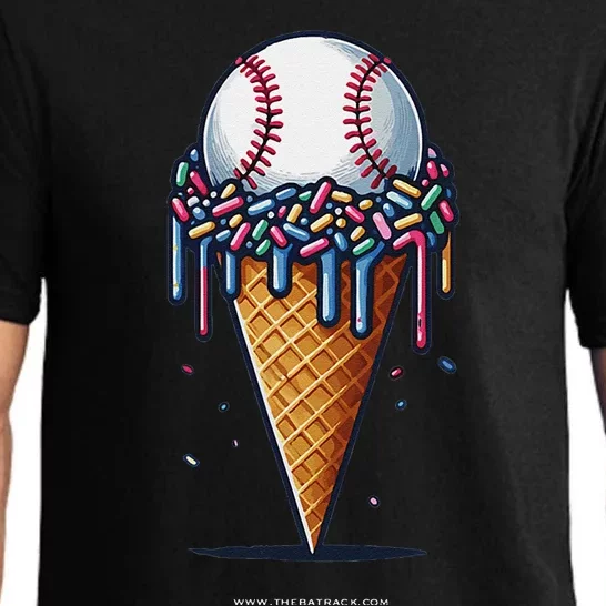 Baseball Drip Ice Cream Cone With Sprinkles Pajama Set