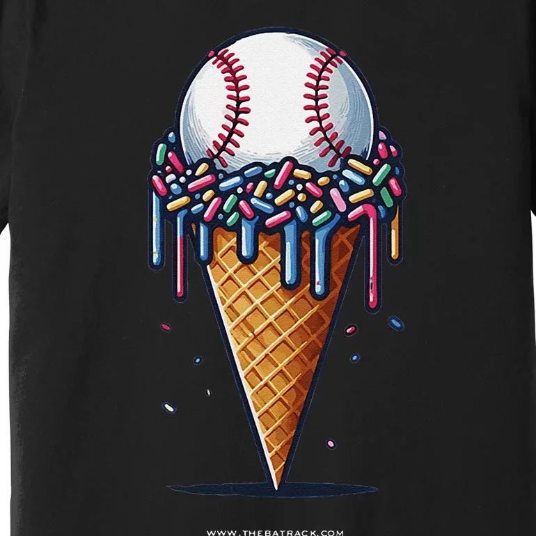 Baseball Drip Ice Cream Cone With Sprinkles Premium T-Shirt