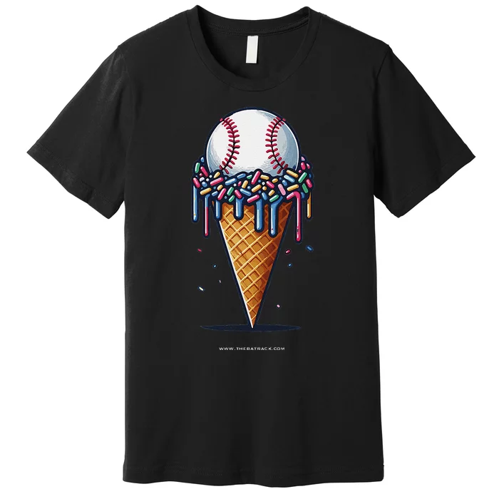 Baseball Drip Ice Cream Cone With Sprinkles Premium T-Shirt