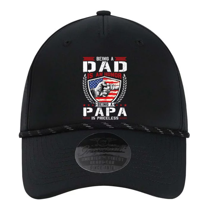 Being Dad is an Honor Being Papa is Priceless USA Flag Daddy Performance The Dyno Cap