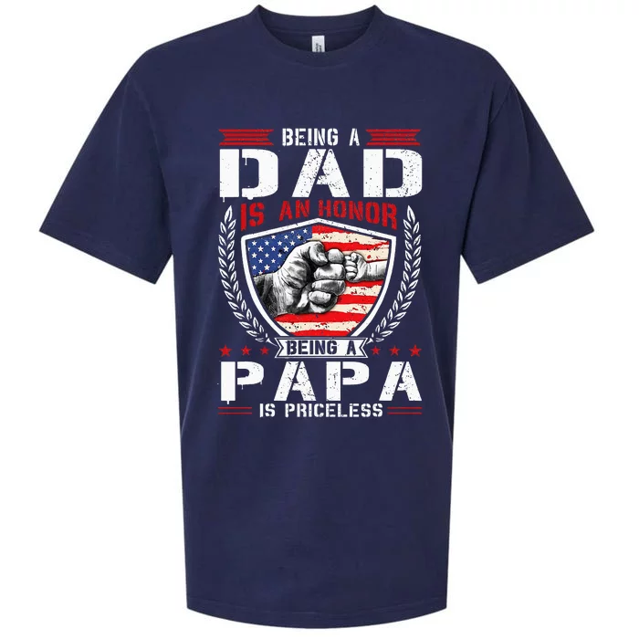 Being Dad is an Honor Being Papa is Priceless USA Flag Daddy Sueded Cloud Jersey T-Shirt