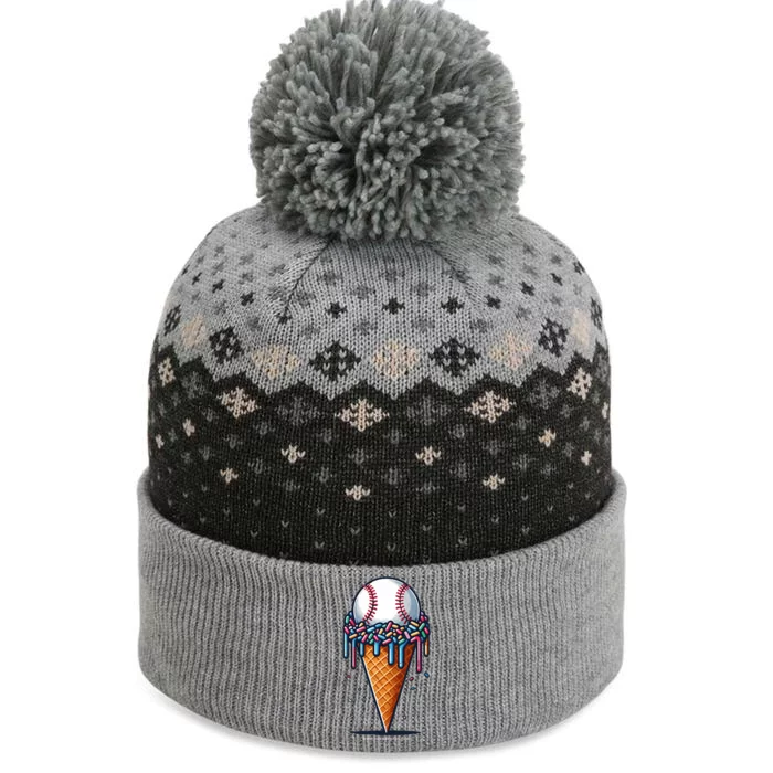 Baseball Drip Ice Cream Cone With Sprinkles The Baniff Cuffed Pom Beanie