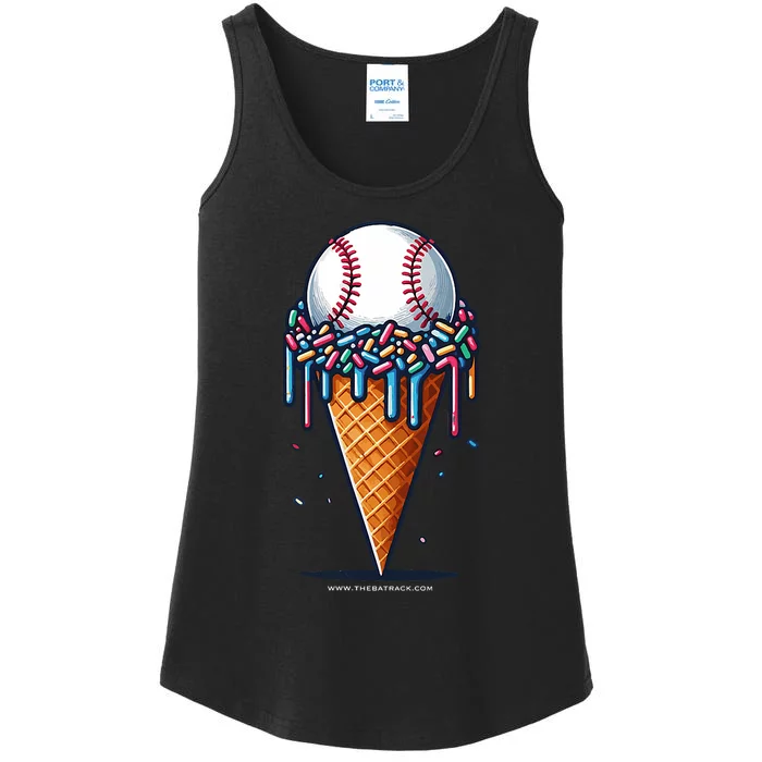 Baseball Drip Ice Cream Cone With Sprinkles Ladies Essential Tank