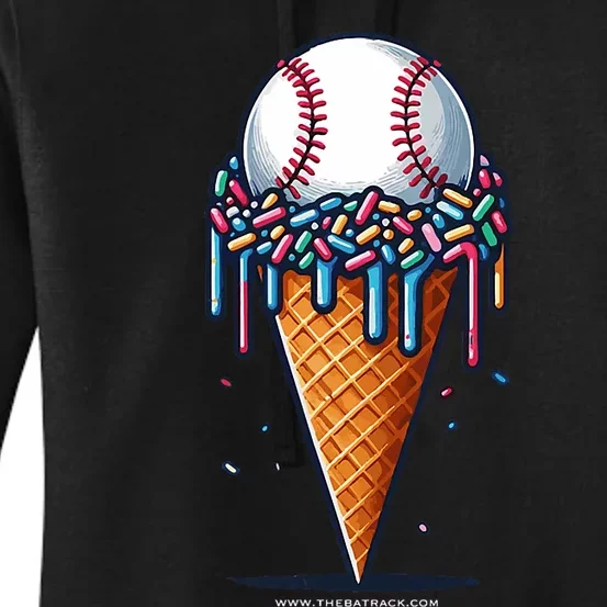 Baseball Drip Ice Cream Cone With Sprinkles Women's Pullover Hoodie