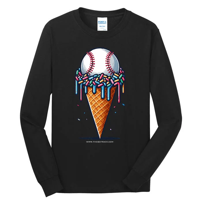 Baseball Drip Ice Cream Cone With Sprinkles Tall Long Sleeve T-Shirt