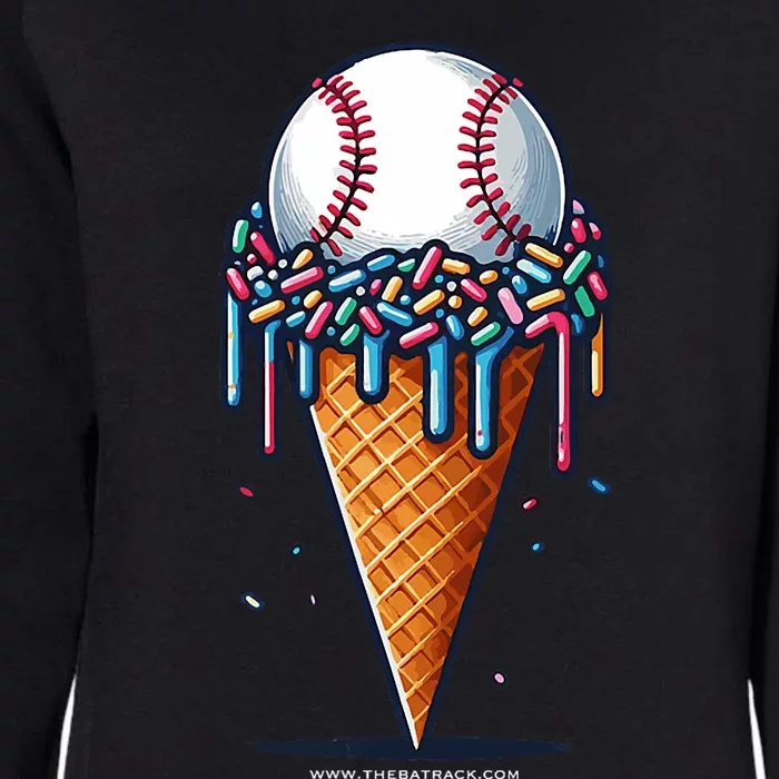 Baseball Drip Ice Cream Cone With Sprinkles Womens California Wash Sweatshirt