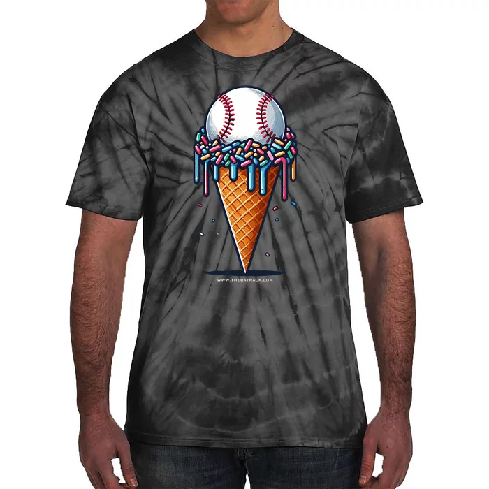 Baseball Drip Ice Cream Cone With Sprinkles Tie-Dye T-Shirt