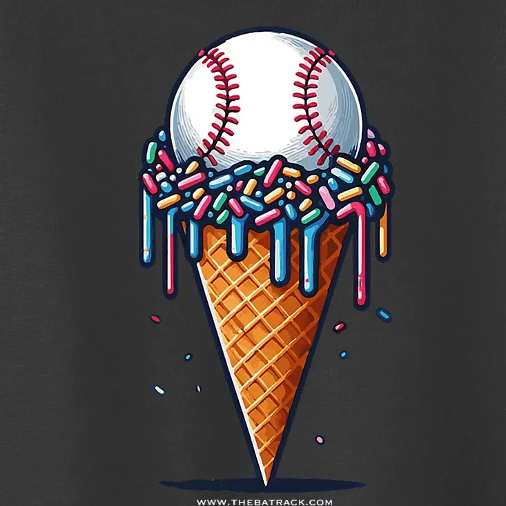 Baseball Drip Ice Cream Cone With Sprinkles Toddler T-Shirt