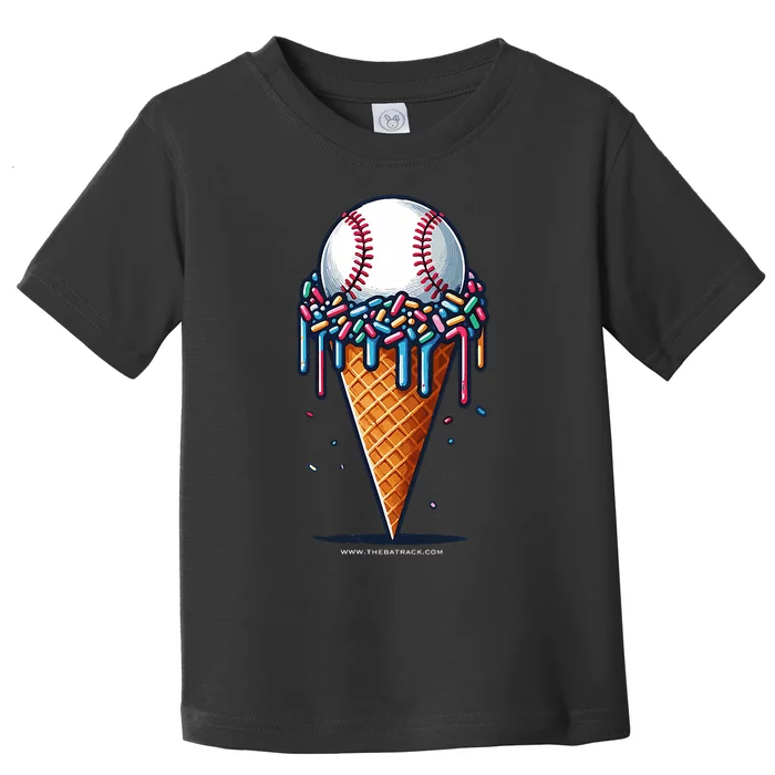 Baseball Drip Ice Cream Cone With Sprinkles Toddler T-Shirt