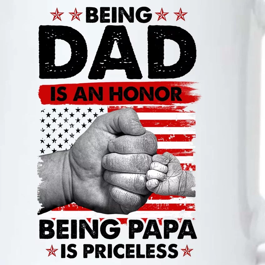 Being Dad Is An Honor Being Papa Is Priceless USA American Flag Black Color Changing Mug