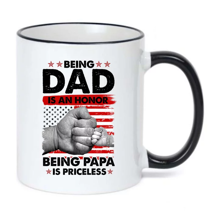 Being Dad Is An Honor Being Papa Is Priceless USA American Flag Black Color Changing Mug