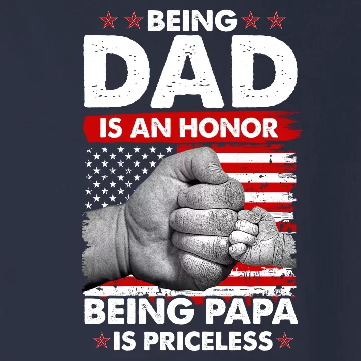 Being Dad Is An Honor Being Papa Is Priceless USA American Flag Toddler Long Sleeve Shirt