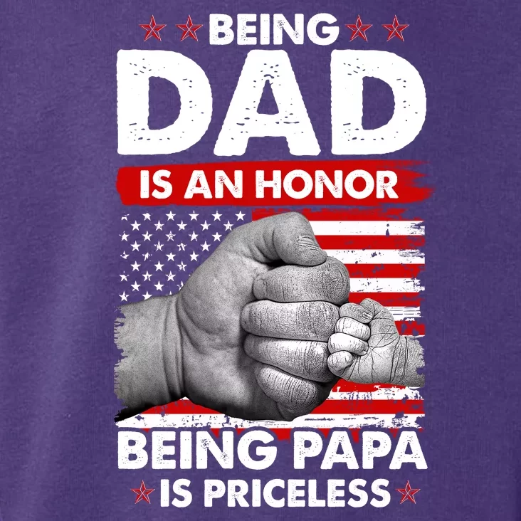 Being Dad Is An Honor Being Papa Is Priceless USA American Flag Toddler Hoodie