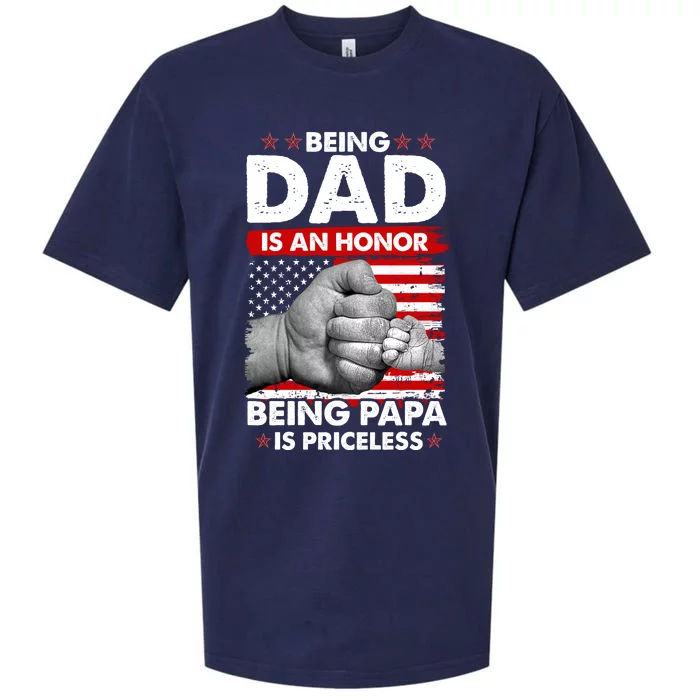 Being Dad Is An Honor Being Papa Is Priceless USA American Flag Sueded Cloud Jersey T-Shirt