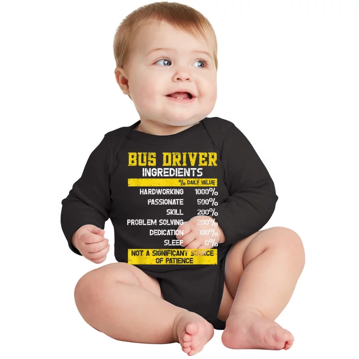 Bus Driver Ingredients Baby Long Sleeve Bodysuit