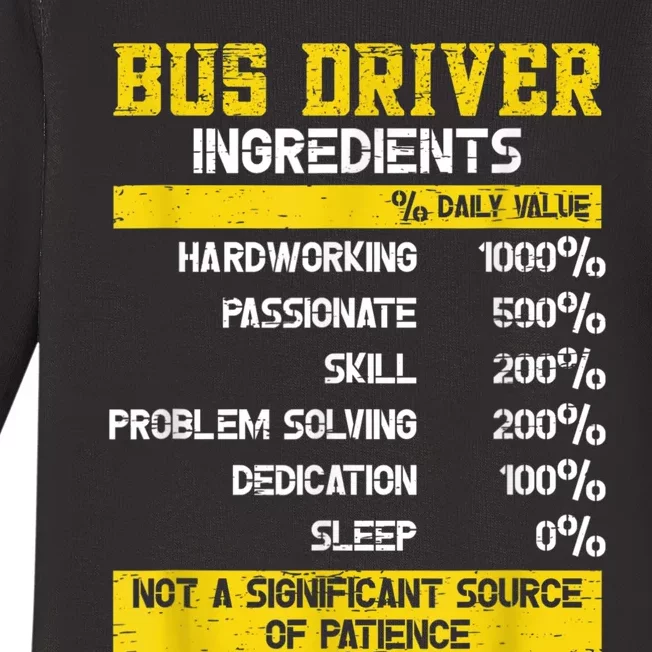 Bus Driver Ingredients Baby Long Sleeve Bodysuit