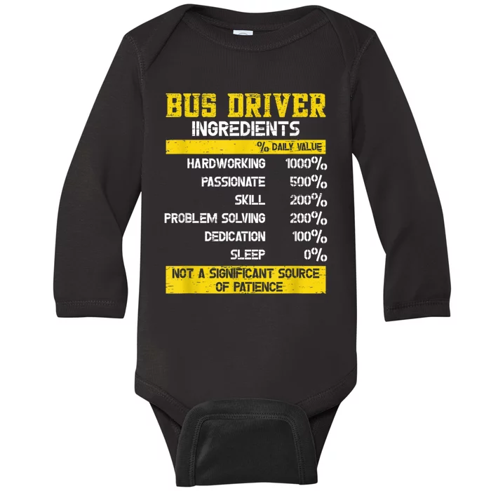 Bus Driver Ingredients Baby Long Sleeve Bodysuit