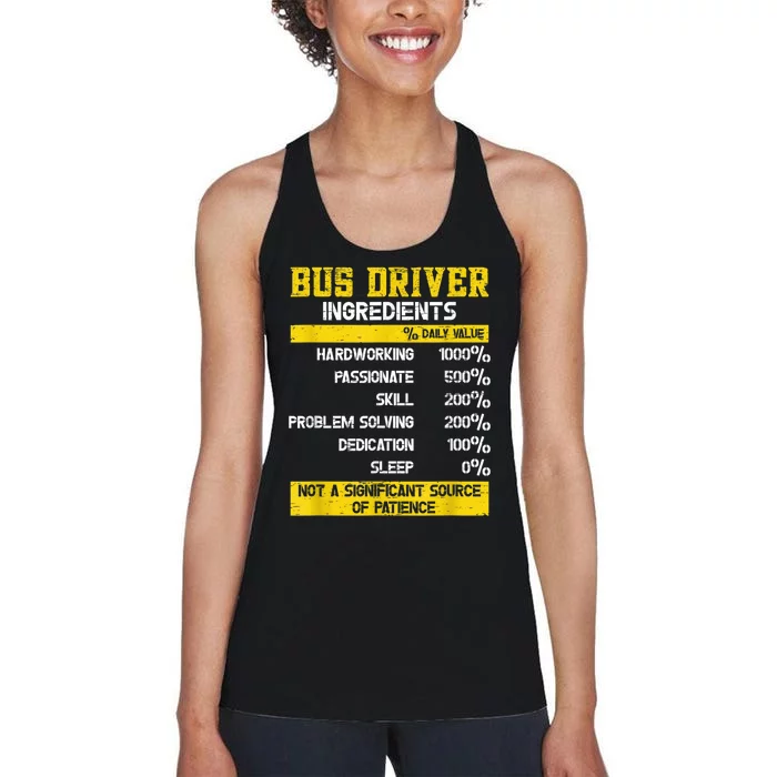 Bus Driver Ingredients Women's Racerback Tank