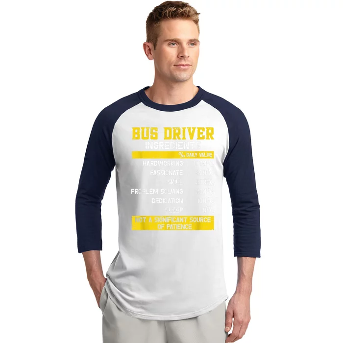 Bus Driver Ingredients Baseball Sleeve Shirt