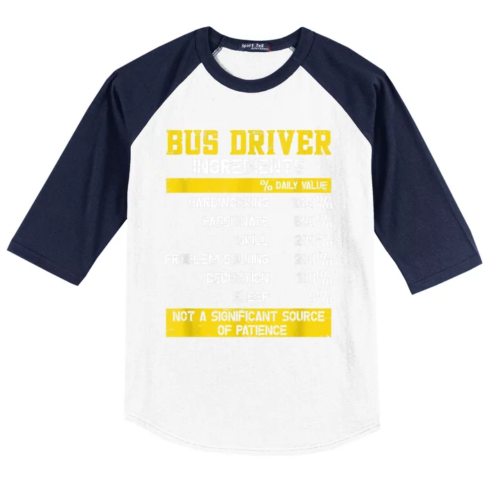 Bus Driver Ingredients Baseball Sleeve Shirt