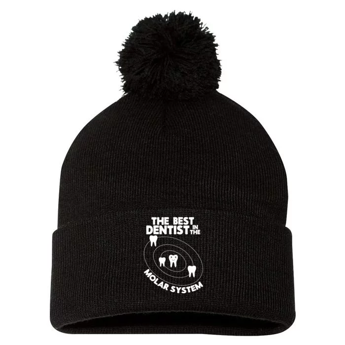 Best Dentist In The Molar System Design Funny Tooth Pun Pom Pom 12in Knit Beanie