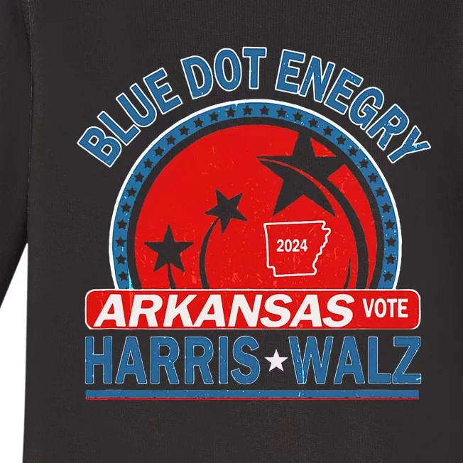 Blue Dot In A Red State Arkansas Kamala Harris Walz 24 Baby Long Sleeve Bodysuit