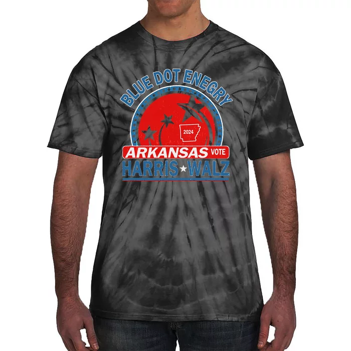 Blue Dot In A Red State Arkansas Kamala Harris Walz 24 Tie-Dye T-Shirt